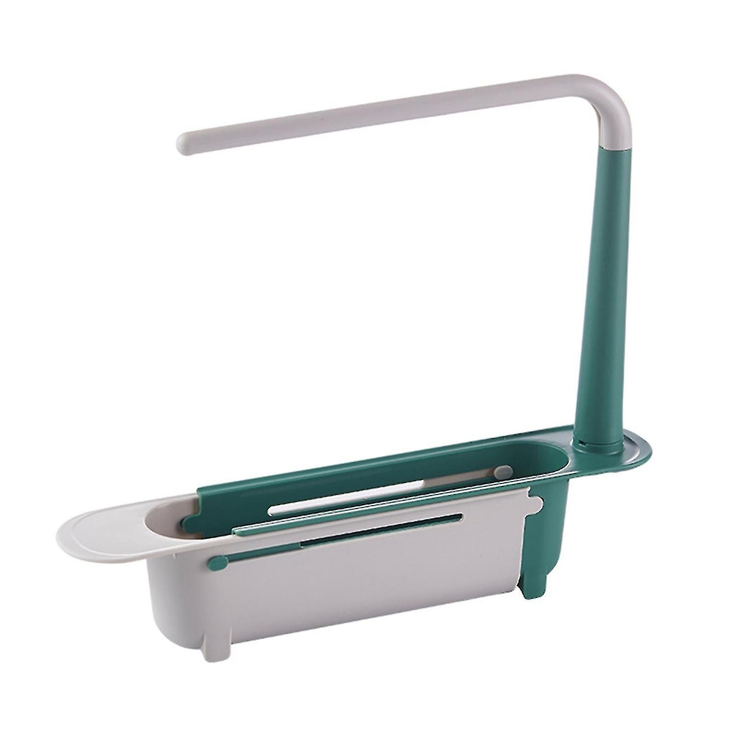 Convenience Sink Storage Rack Home Kitchen Scalable Sink Organizer Sponge Soap(Green)