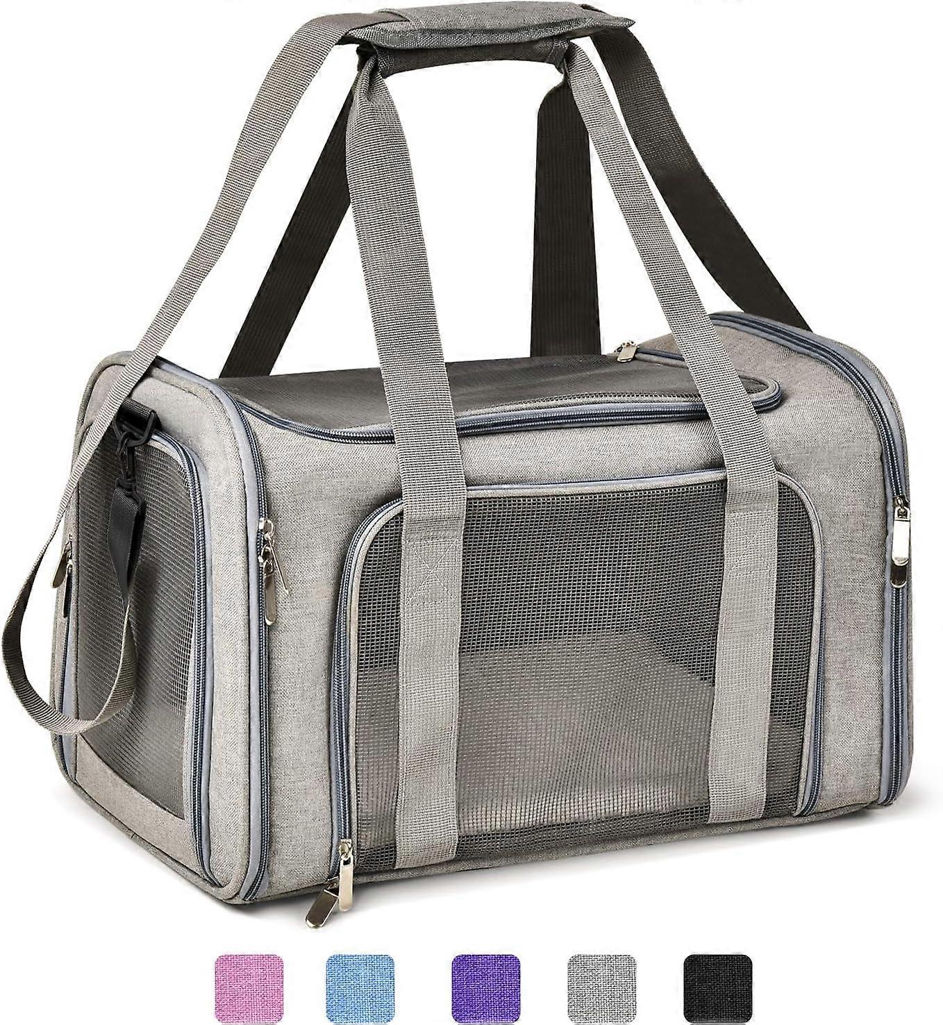 Cat, Dog Carrier for Small Medium Cats Puppies up to 13 Lbs, Airline Approved Carrier Soft Sided, Collapsible Travel Puppy Carrier - Grey