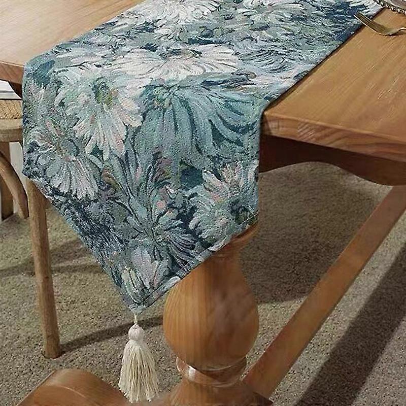 Chemin de Table, Chemin de Table Mariage Imprim Fleur 30x180cm, Bleu