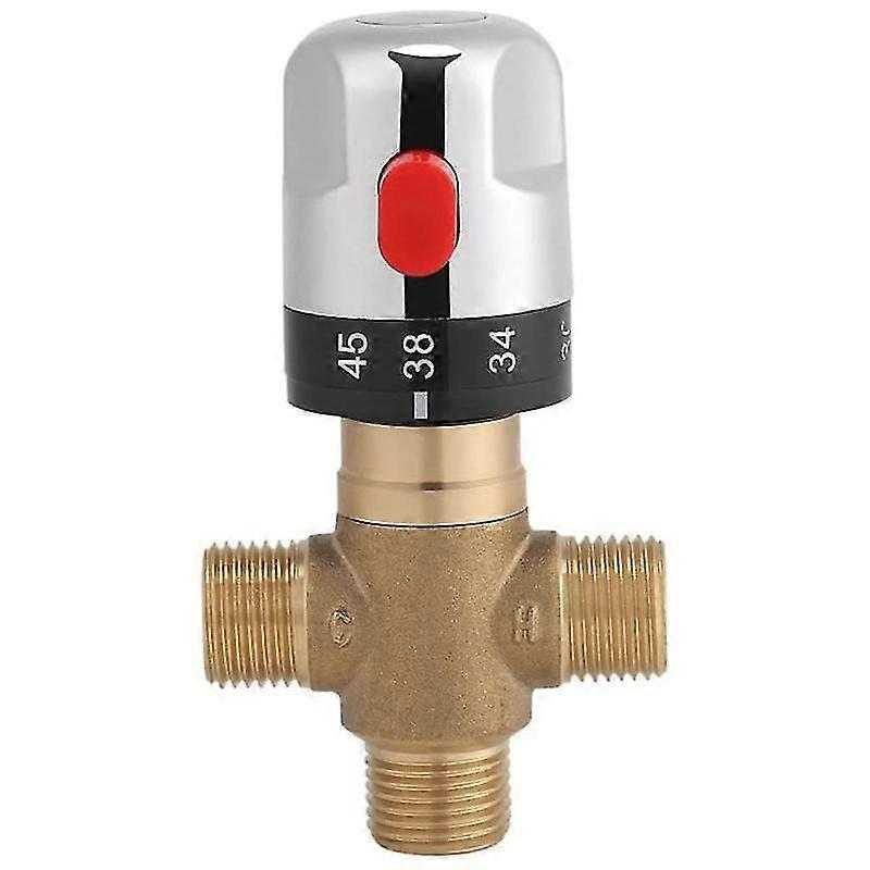 Thermostatic Mixing Valve Solid Brass G1/2 for Shower System Water Temperature Control Pipe Basin Th