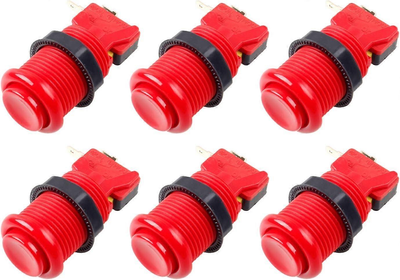 6 US standard arcade buttons switchable 28mm buttons (red)