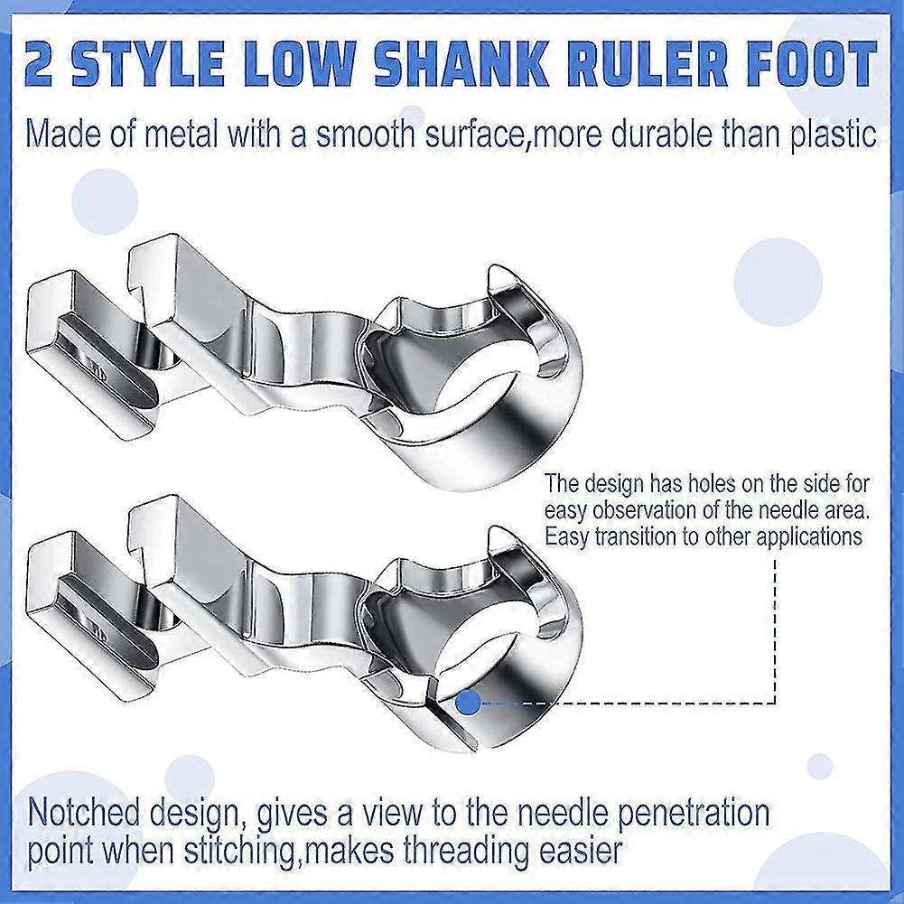2 Pieces Low Shank Ruler Foot for Freemotion Quilting 1/4 Inch Thick ...