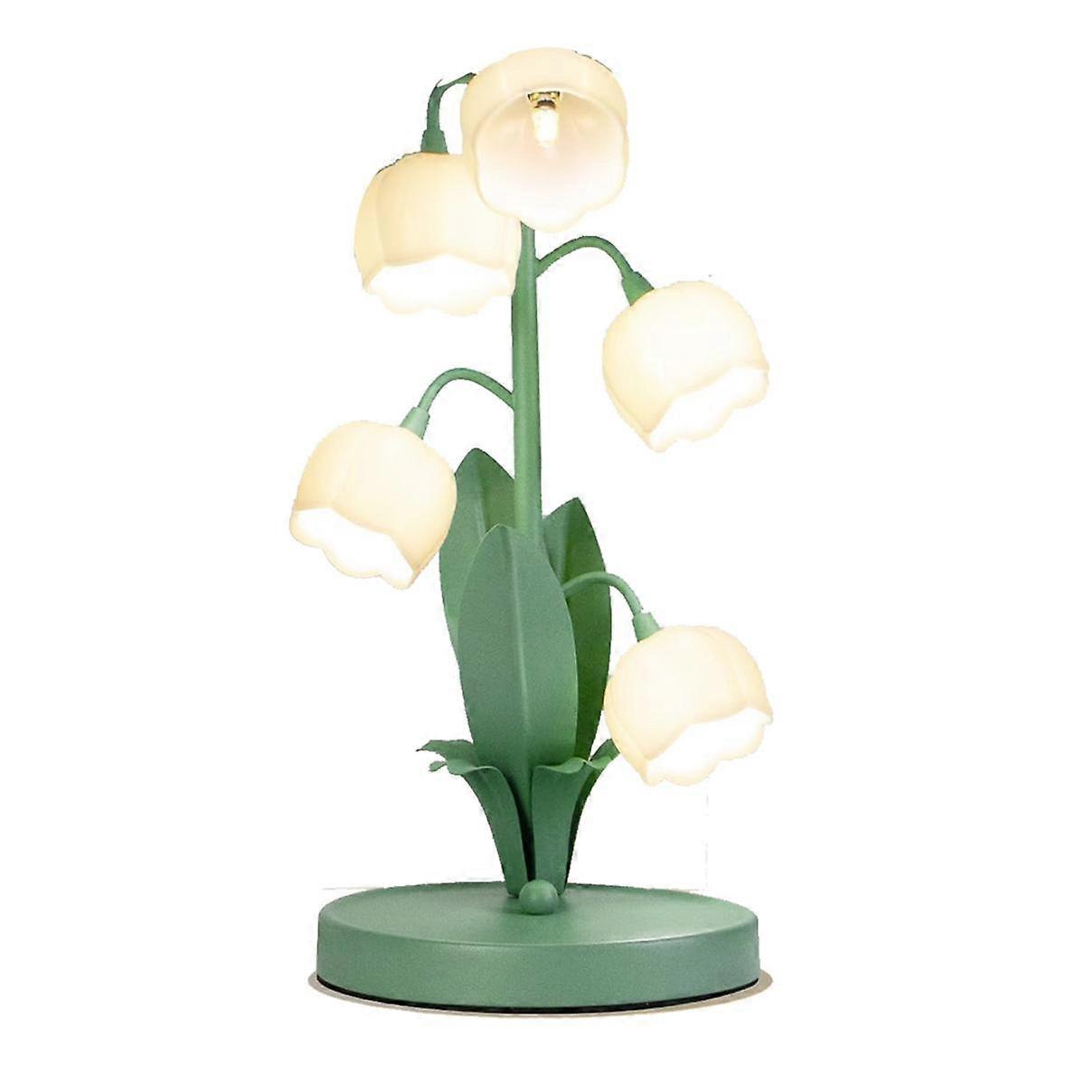 Vintage Flower Table Lamp for Home, 5 Lily of the Valley Bedside Lamps 3 Color Modes Nightstand Lam