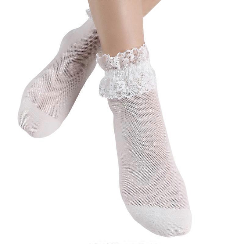 INF 5-Pack Spets Trim Bomullsstrumpor för flickor