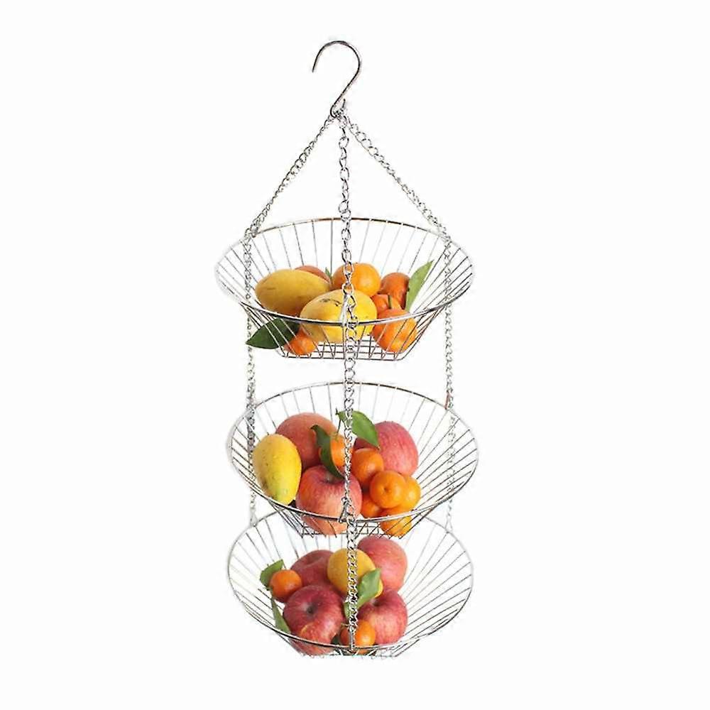 Tiwala Stainless Steel 3-Layer Baskets Creative Fruit Tray Drain Basket