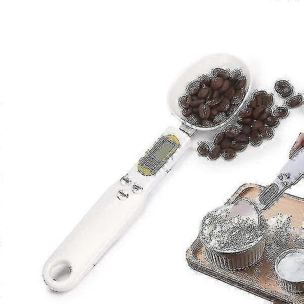 Electronic Digital Measuring Spoon Usb Rechargeable Food Scale With Lcd Display White