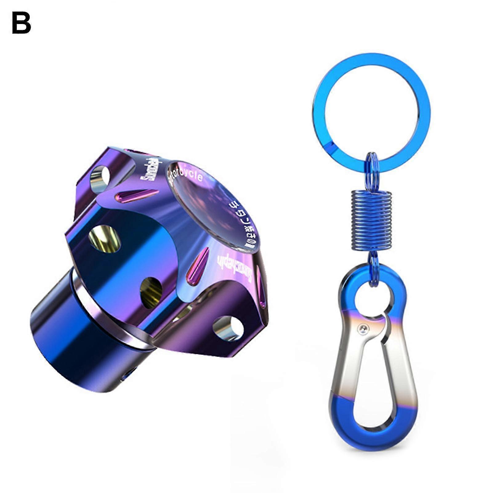 Key Head Modified Burnt Titanium Aluminum Key Cap Cover With Key Chain For Motorcycle