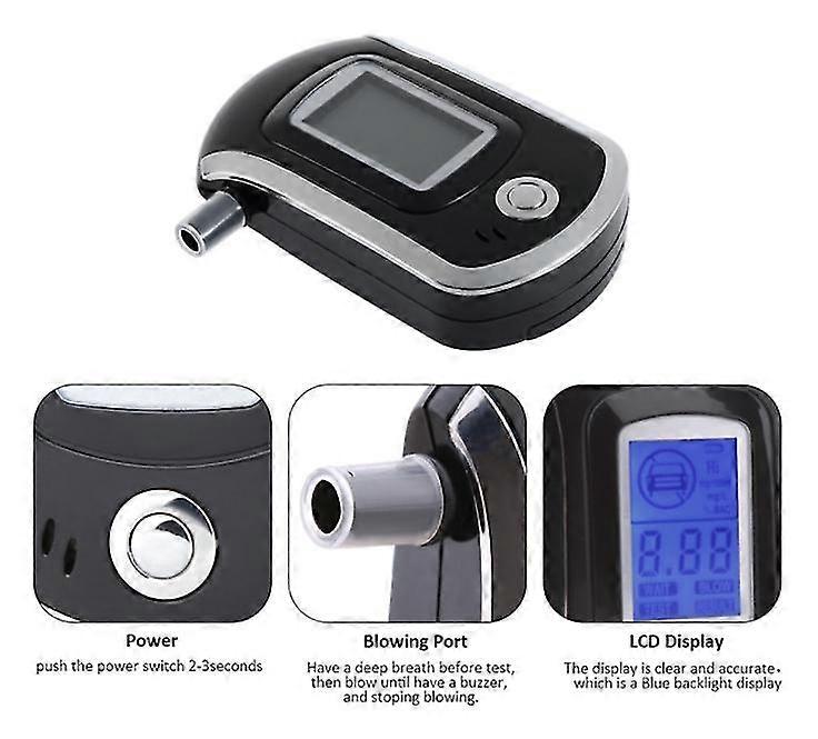 Professional Digital Breath Alcohol Tester Breathalyzer With Lcd Display With10 Filter tip