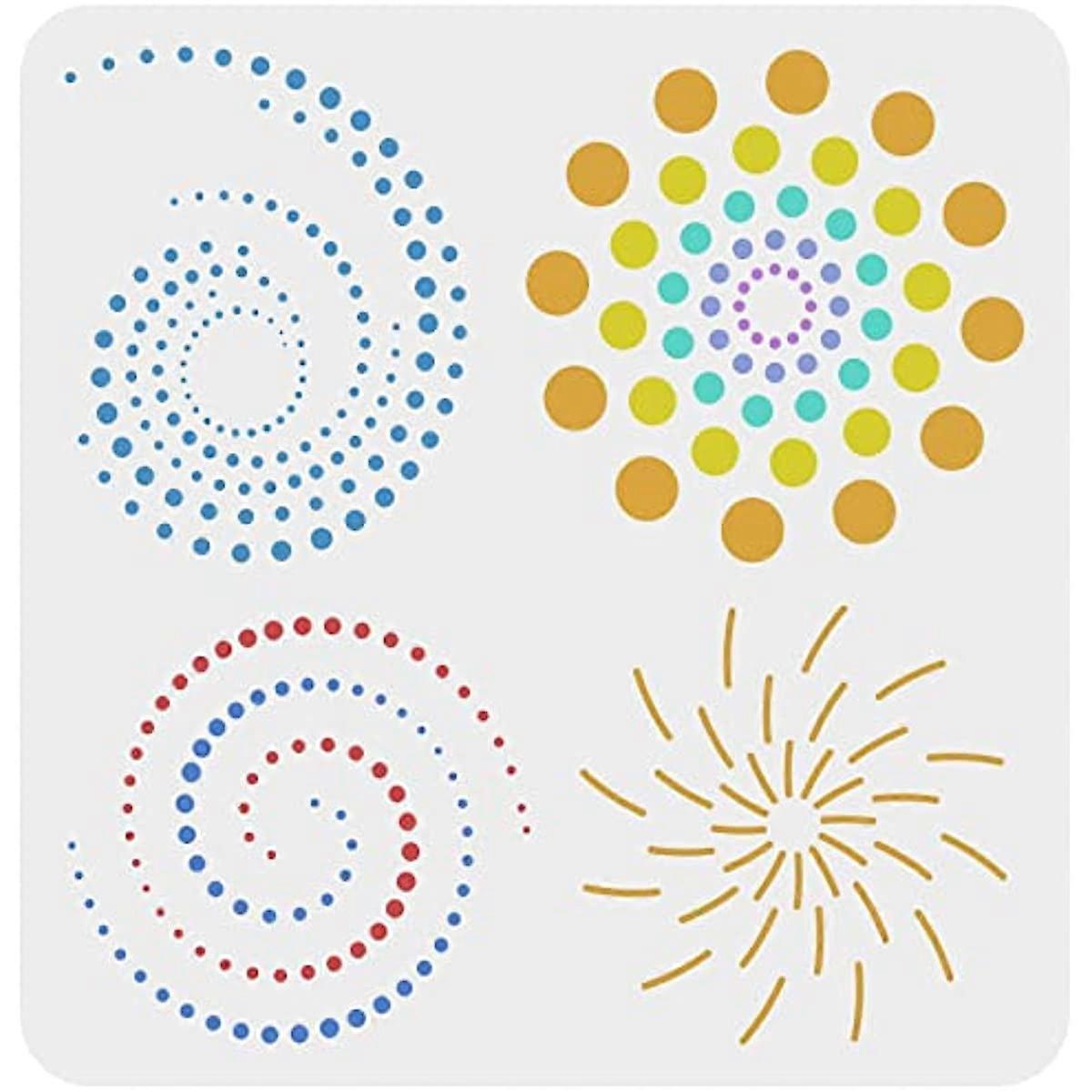 Dots Spiral Stencil Reusable Geometric Spiral Stencil Mandala Dot Painting Templates DIY Craft Decoration Stencil