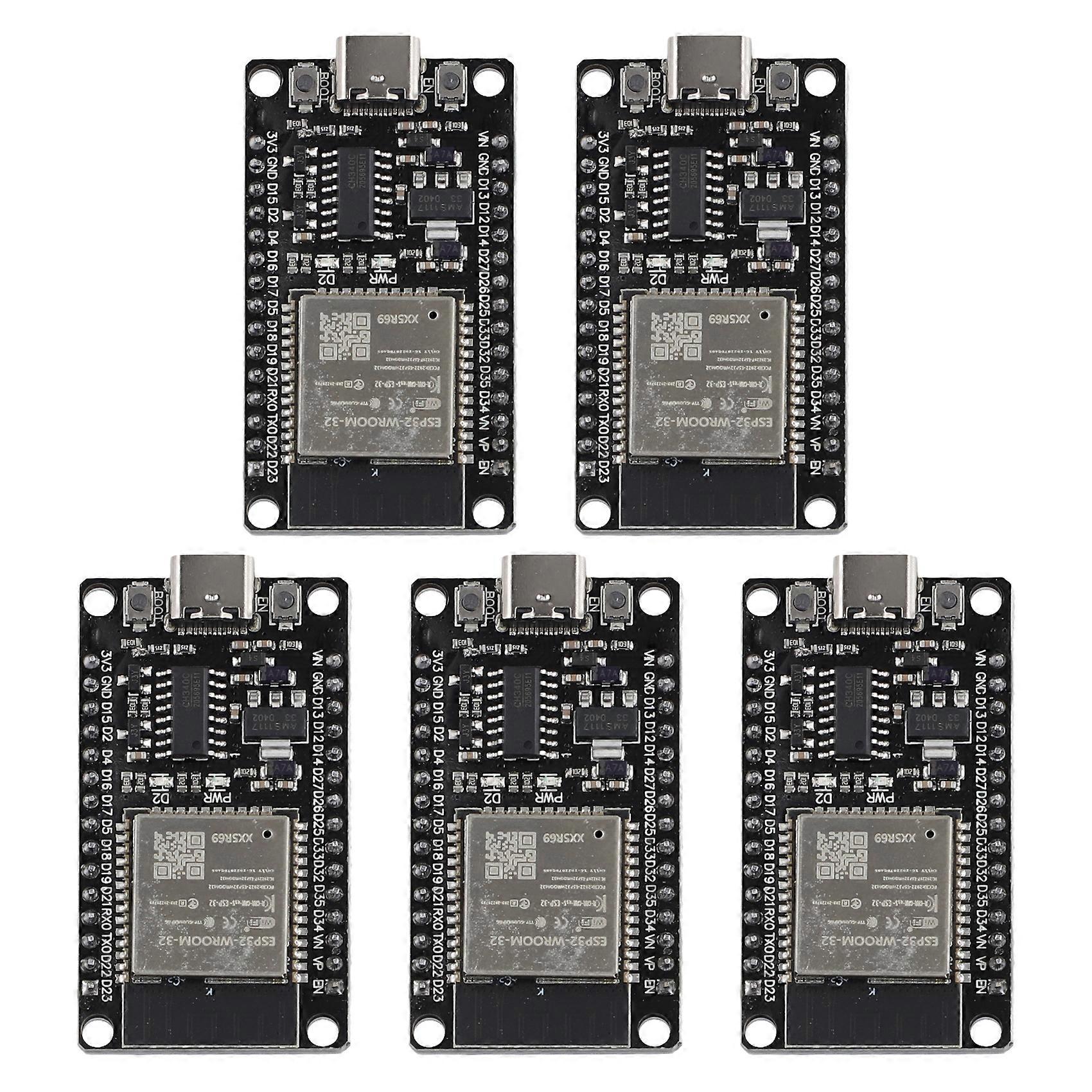 5 PCS ESP32 WROOM-32 Development Board Type-C CH340C Ultra-Low Power Consumption Dual Core Wireless Module