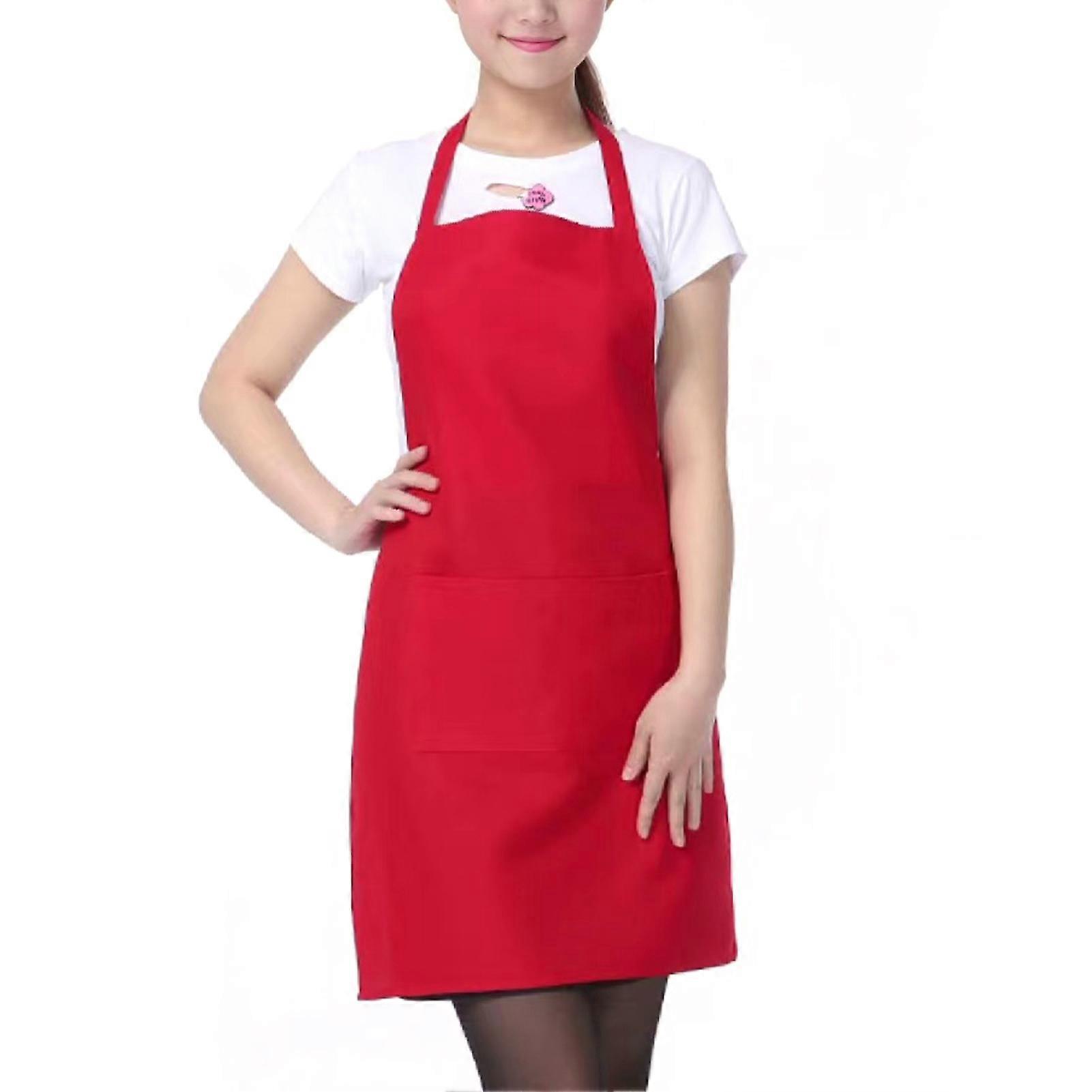 Solid-Color Waterproof Apron Oil-proof Anti-foulings Lace-up Bib for Barbecue