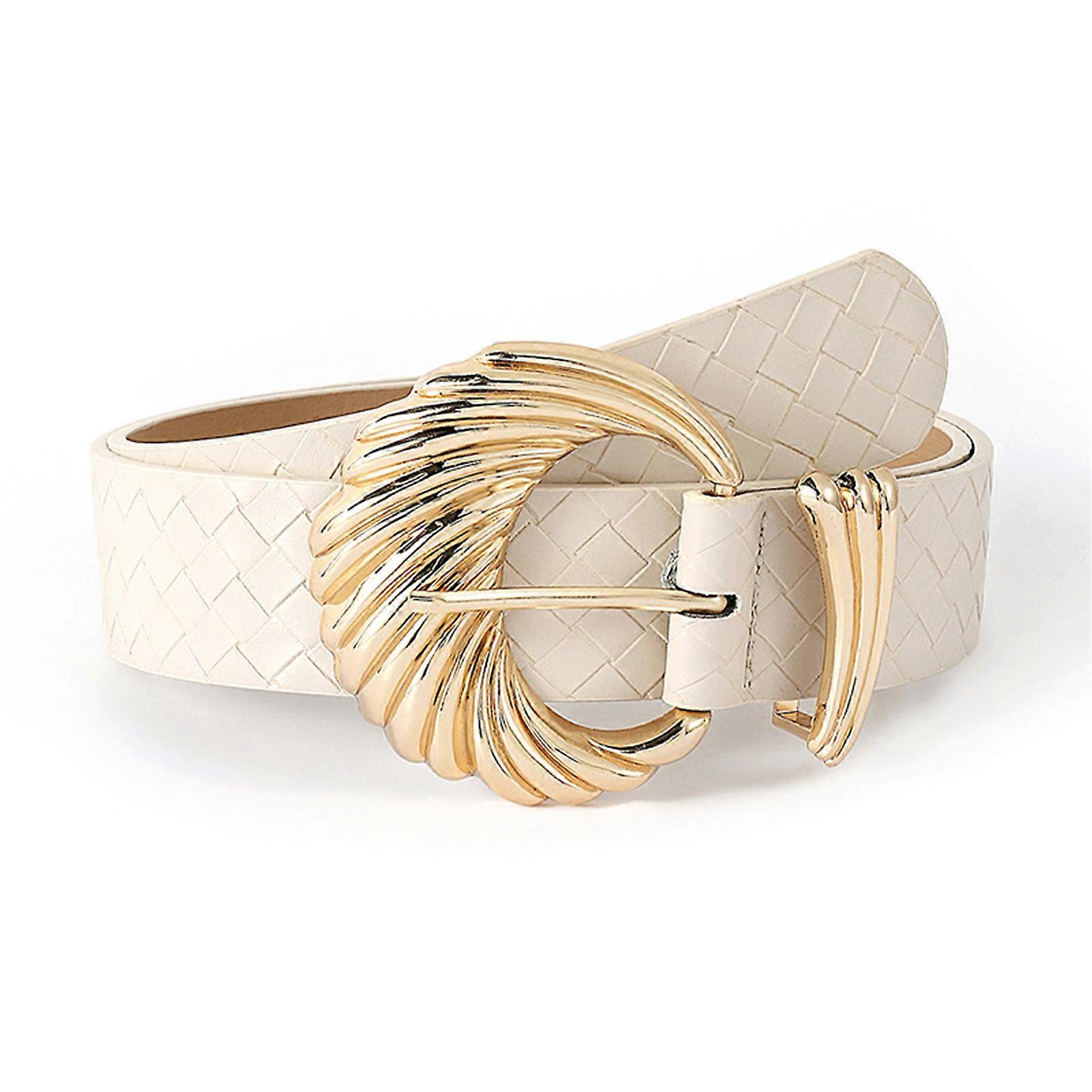 Elegant Shell Buckle Woven Pattern Belts Personalized Versatile Soft Belt for Women Girl Female