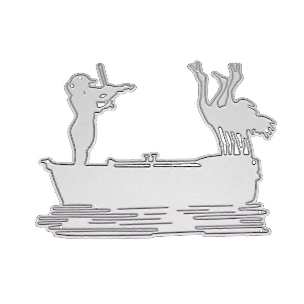 DIY Embossing Cutting Dies Girl Boat for Paper Card Making Stencil Scrapbooking