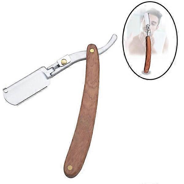 Real Wood Handle Straight Razor with Blade Holder
