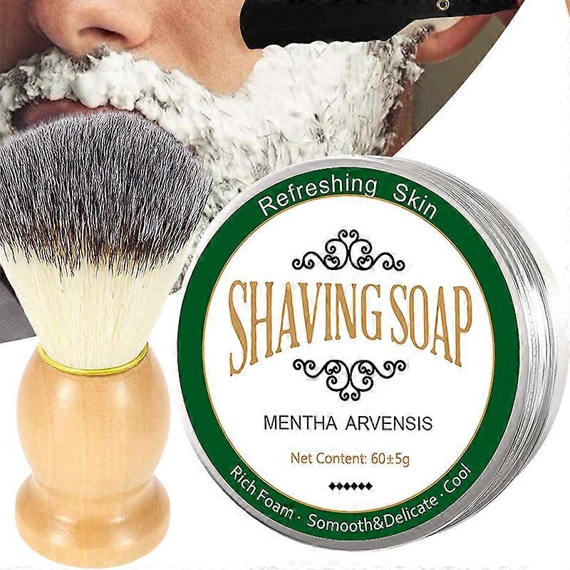 60g Men's Shaving Soap Foam Rich Gentle Mint Scented Shave Soften Beard Cream