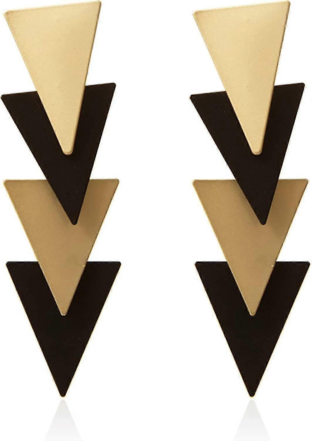 Fashion Lightweight Geometric Triangle Earring Simple Elegant Metal Drop Dangle Earring Plating Gold Black Bohemian Statement Dangling Studs Ear