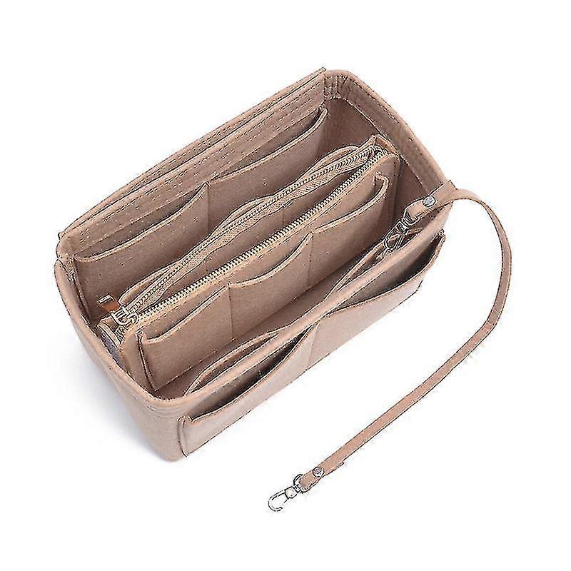 Purse Organizer Insert Felt Bag With Zipper Handbag Tote Shaper Multi Pockets Large Storage Bags high quality