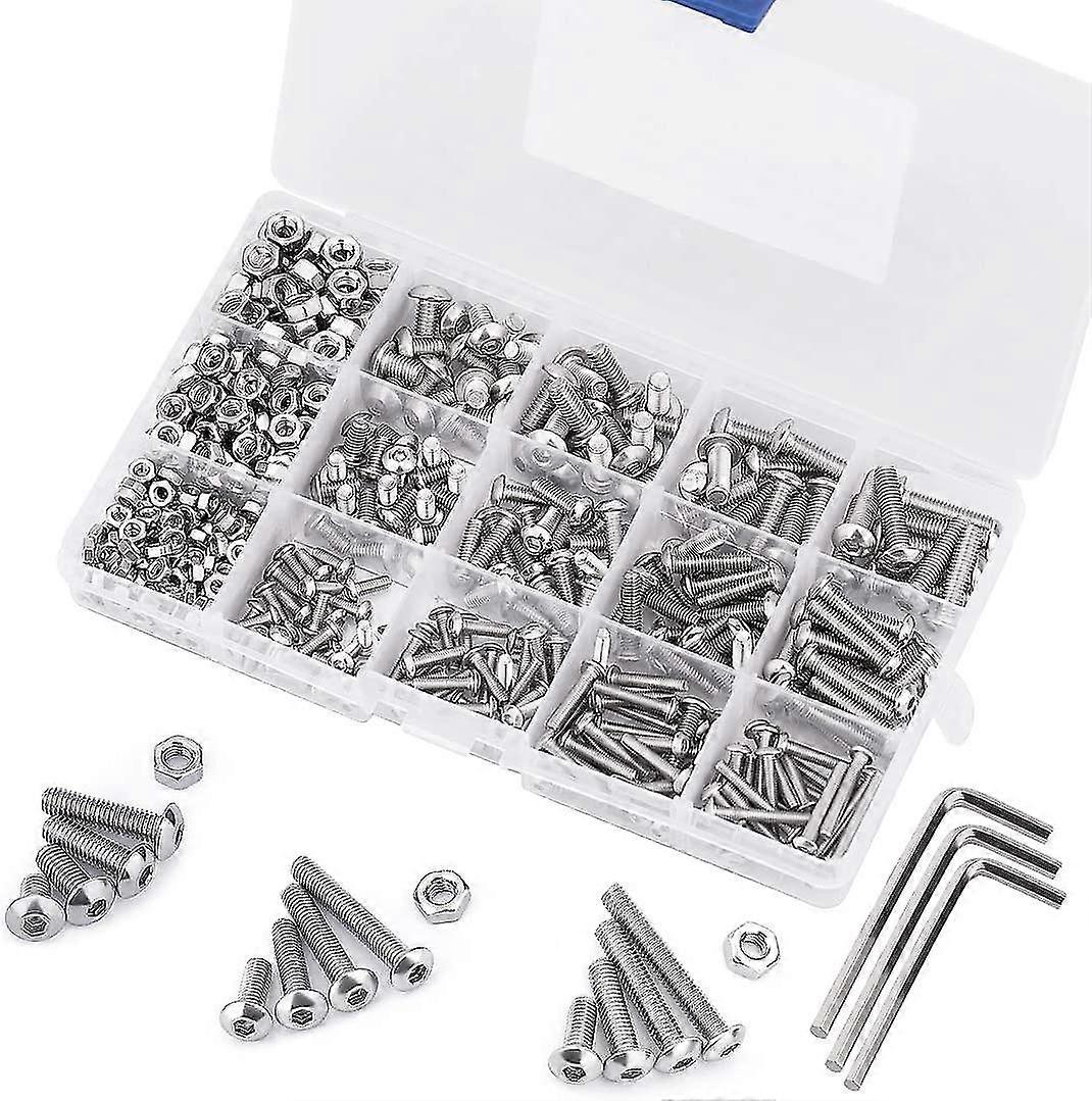 500 Pieces M3 M4 M5 In Stainless Steel Hexagonal Head Button Socket With Cylindrical Head With Six Hollow Pans Bolts Bolts And Nuts With Nuts Assortme