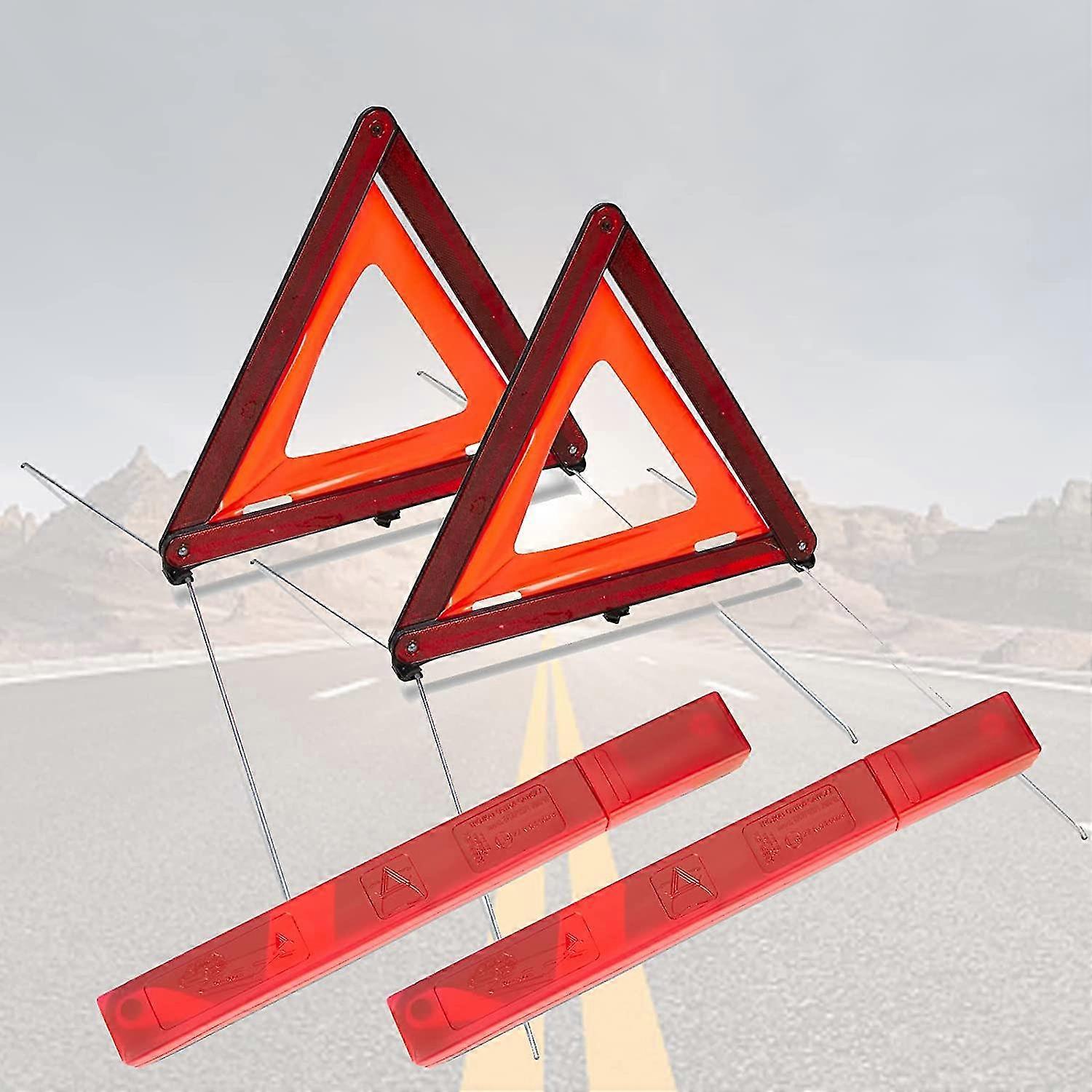 Yaju Emergency Warning Triangle Car Road Safety Breakdown Essential Reflective Portable Pop Up Fold Up Complies Ece R27 (double Pack, Rear And Front