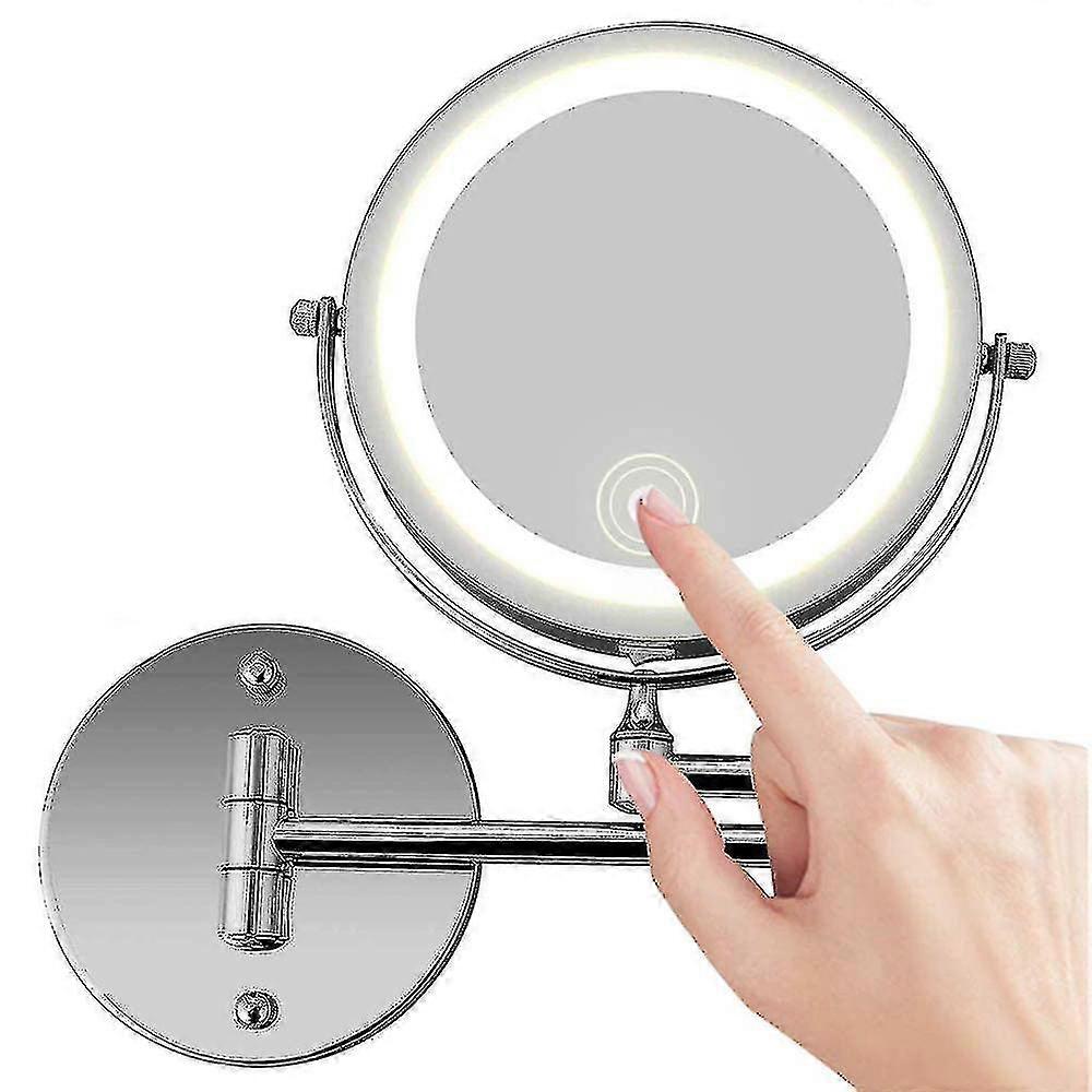 Wall Mounted Mirror Led With 10x Magnification, 360 Swivel