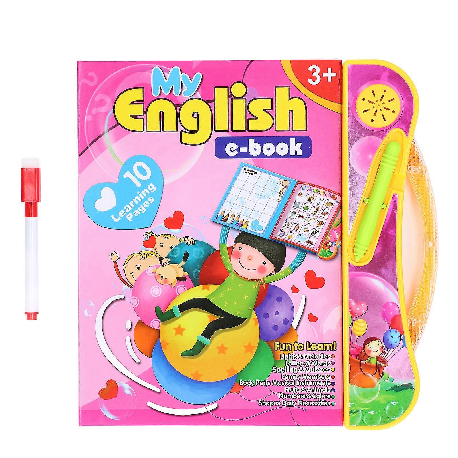 Children Learning Machine Multifunction Interactive Kid Reading Machine with Pen and Chalk Eraser for 3 Years Old and Up Pink