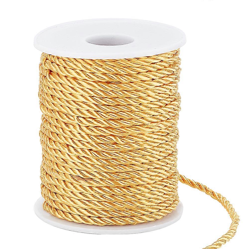 3-Ply Polyester Twisted Cords Milan Cord with Spool Gold 3mm about 32.81 Yards(30m)/Roll