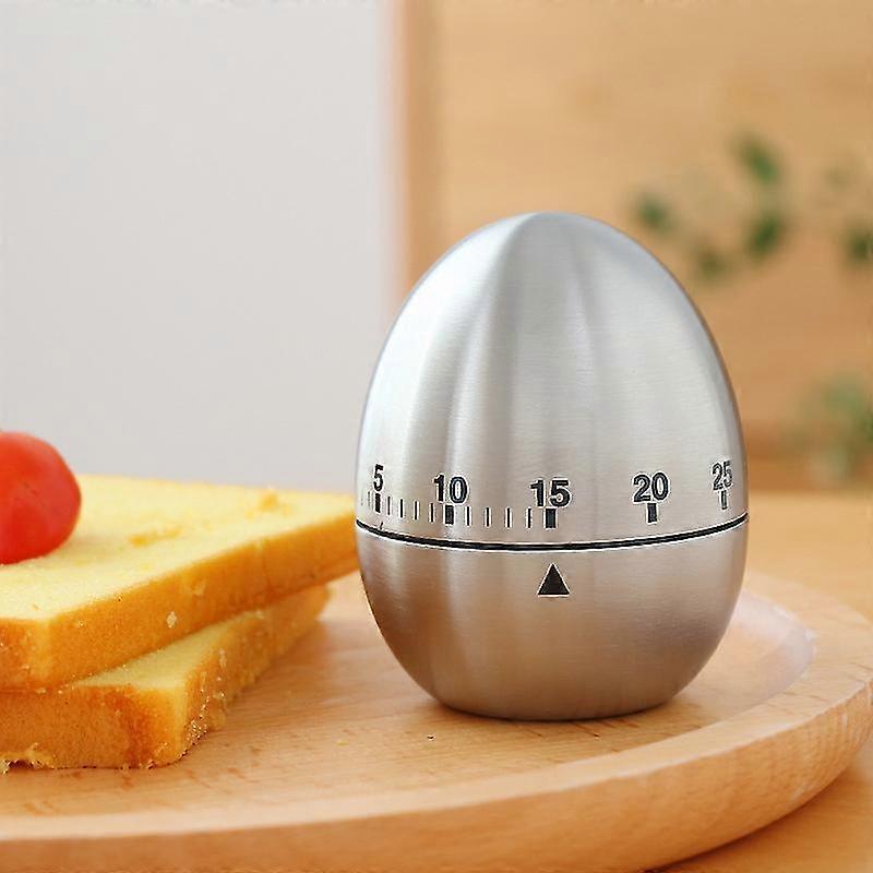 Stainless Steel Egg-shaped Kitchen Timer-mechanical Rotating Alarm-60 Minutes Countdown-cooking Timer