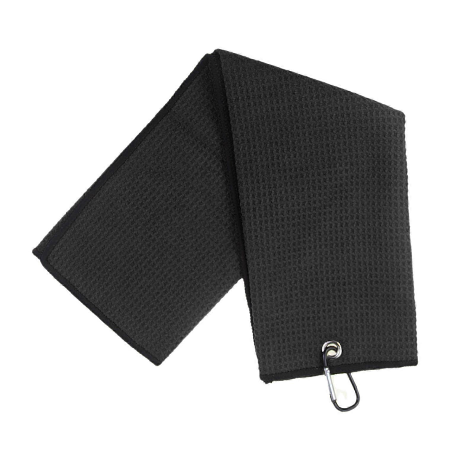Serviette de golf Microfibre Absorption d’eau Serviette Gym Essuyer Clubs de golf Accessoires Noir