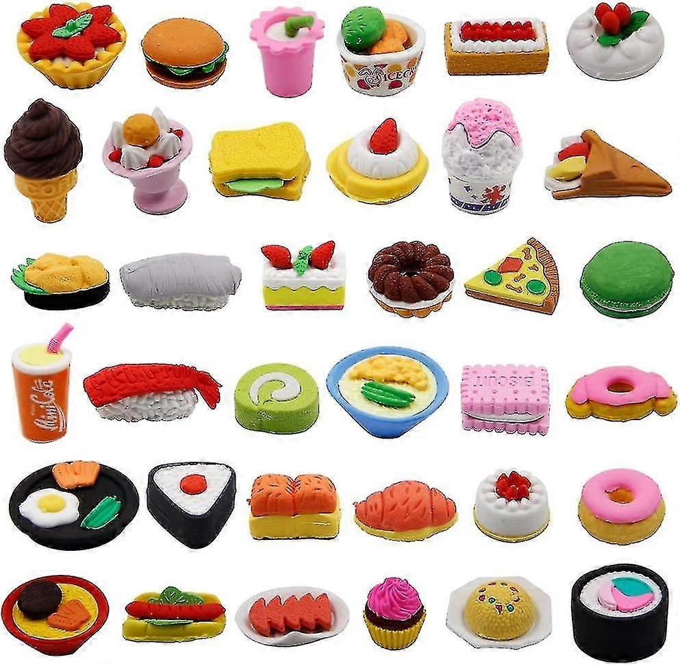 72PCS Assorted Food-Shaped Pencil Erasers