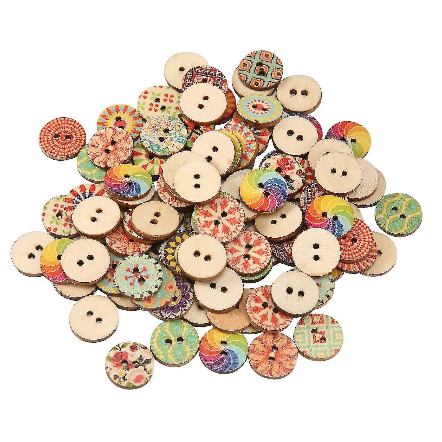 300pcs gemischte runde Knöpfe Handwerk mit 2 Löchern kompatibel Kunst Nähen DIY