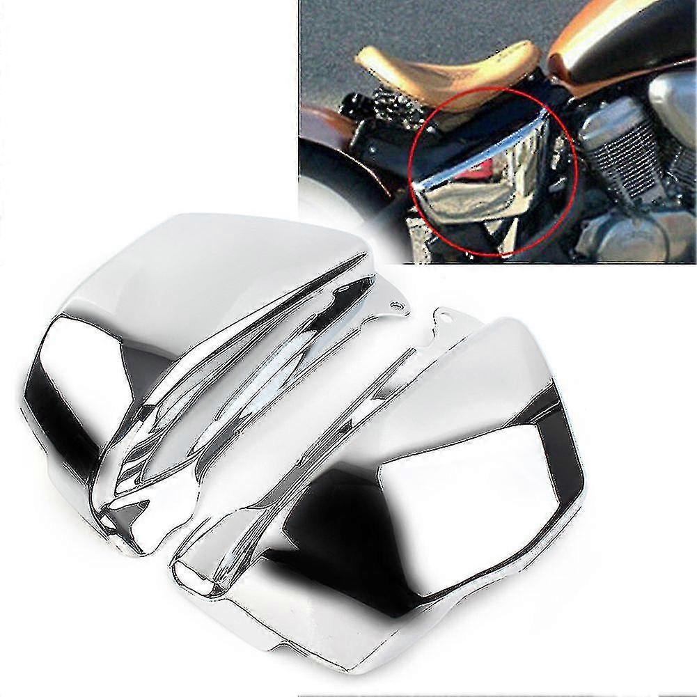 زوج دراجة نارية ABS البطارية الجانب هدية غطاء أسود لهوندا ماجنا Vf 750 Vf750c 1994-2004 كروم / أسود لامع التميز