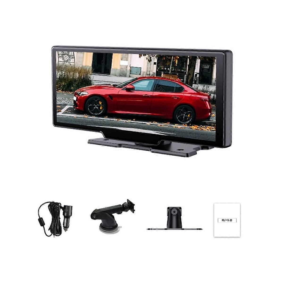 車のワイヤレスCarPlay画面、ポータブル10.26インチIPS Android Autoワイヤレスカースクリーン、カメラなしのドライビングレコーダー