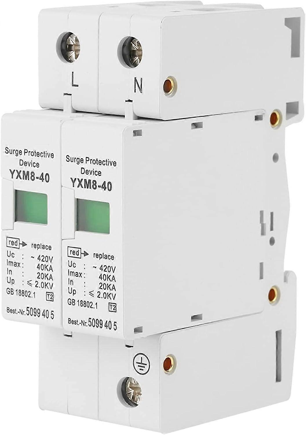 1 pcs 220V 2P 40KA House Surge Protective Low voltage Arrester Protector Device for Electric System Apparatus DC 420V 40KA