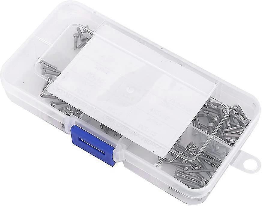 M2 Box Of 180pcs Din912 304 Stainless Steel Hex Socket Countersunk Socket Head Bolt Screws Assortment, M2 X 4/6/8/10/12/16mm