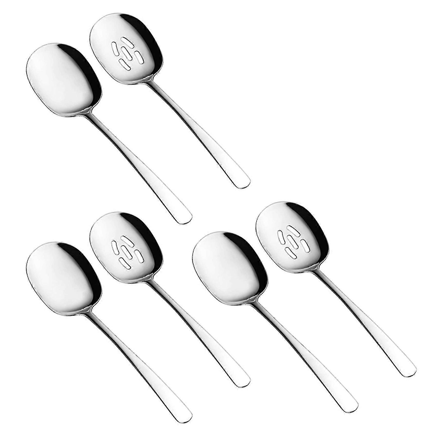 Serving Spoons Set,10 Inch Slotted Spoon And Serving Spoon,pack Of 6