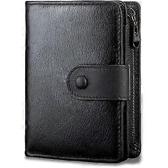 2 zestawy skórzanych portfeli męskich, minimalistyczna męska portmonetka na monety Mały trójskładany portfel blokujący RFID Etui na karty z zapinaną na zamek kieszenią na monety