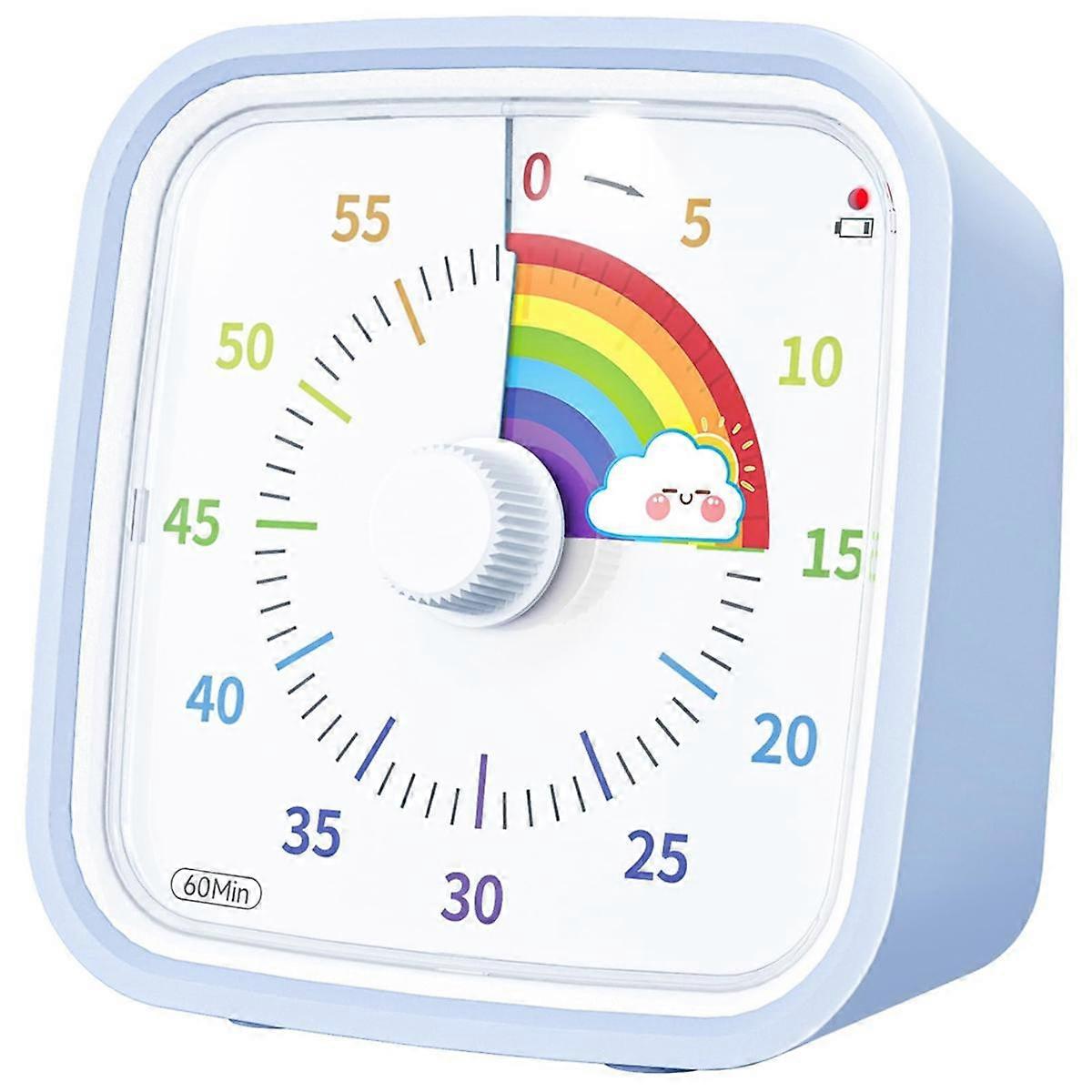 60 Minute Visual Timer with Protective Case, Rainbow Disk Timer, Silent Countdown Time Management Tool Light Blue