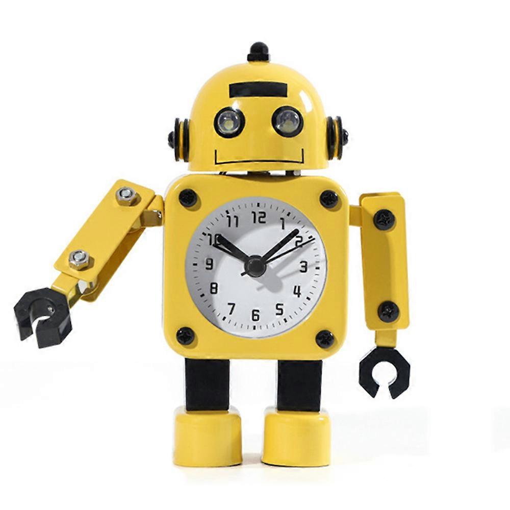 Cute robot alarm clock student clock bedside desk boy gift Yeelow