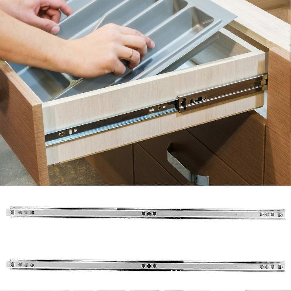 Cold-Roll Steel Ball Bearing Drawer Slide Rail Cabinet Hardware Fitting 17mm x 400mm Set of 2