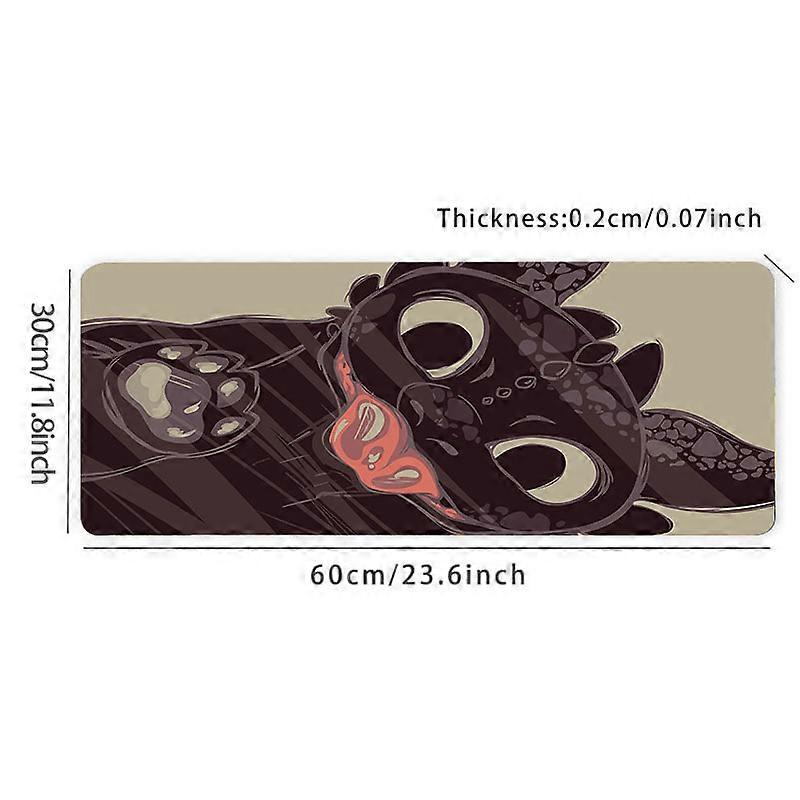 Large Gaming Mousepad - Anti-Slip Natural Rubber - Cute Toothless Design - HD Quality - Perfect for Office and Home Use