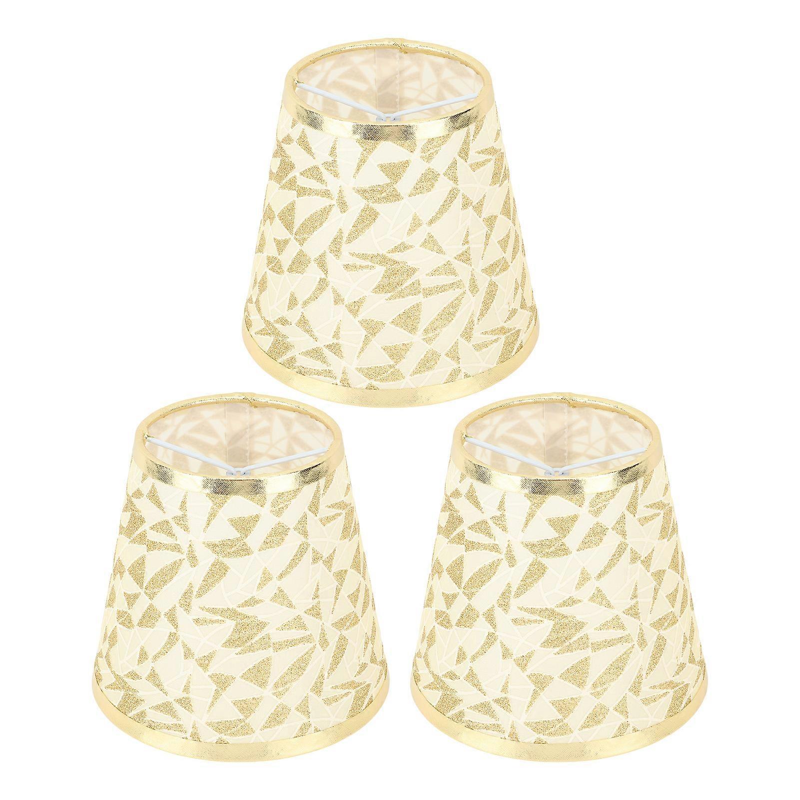 3pcs Modern Cloth Lampshade Clip On Design Barrel Fabric Lamp Shades for E14 Bulb Chandelier Wall Lamp Gold