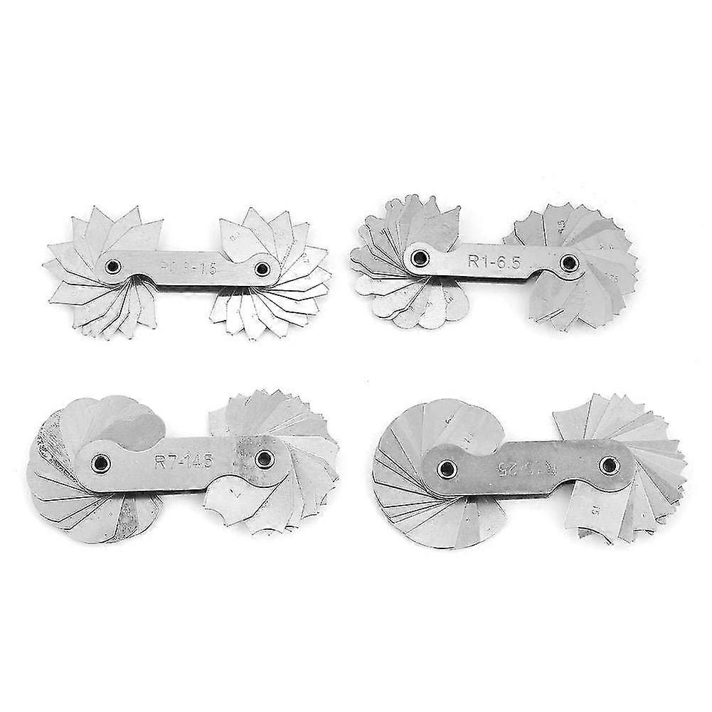 4pcs radius gauges concave convex measuring tool stainless steel radius fillet gauge, measuring range r0.3-1.5 / r1-6.5 / r7-14.5 / r15-25