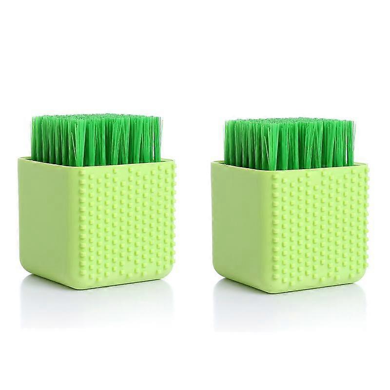 2 Pack Multifunctional Silicone Soft Bristle Cleaning Scrub Brush,green