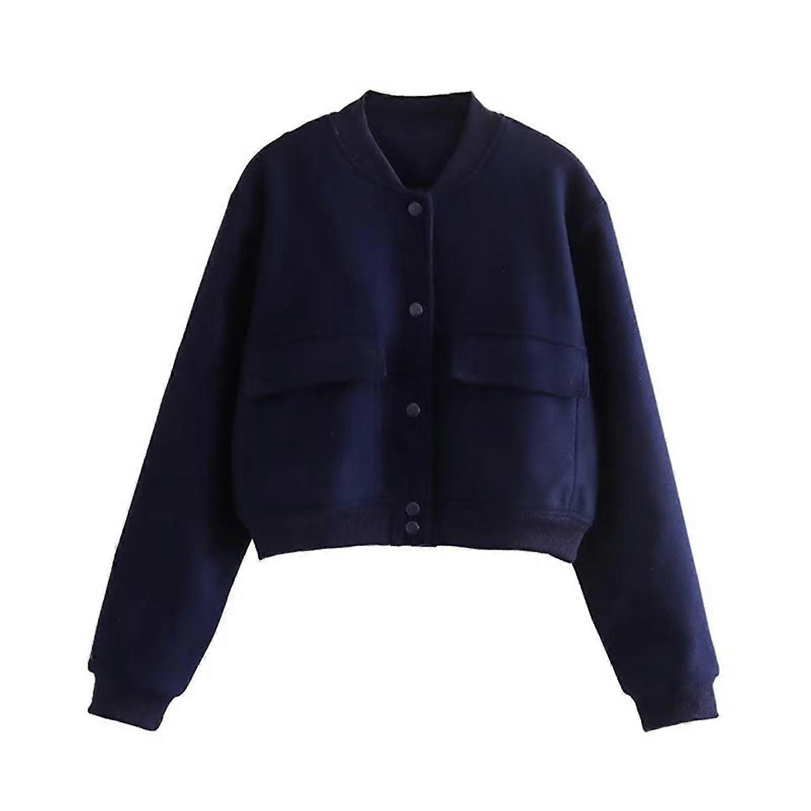 Women\'s Retro Short Woolen Jacket Casual Solid Color Long Sleeved Jacket For Autumn And Winter