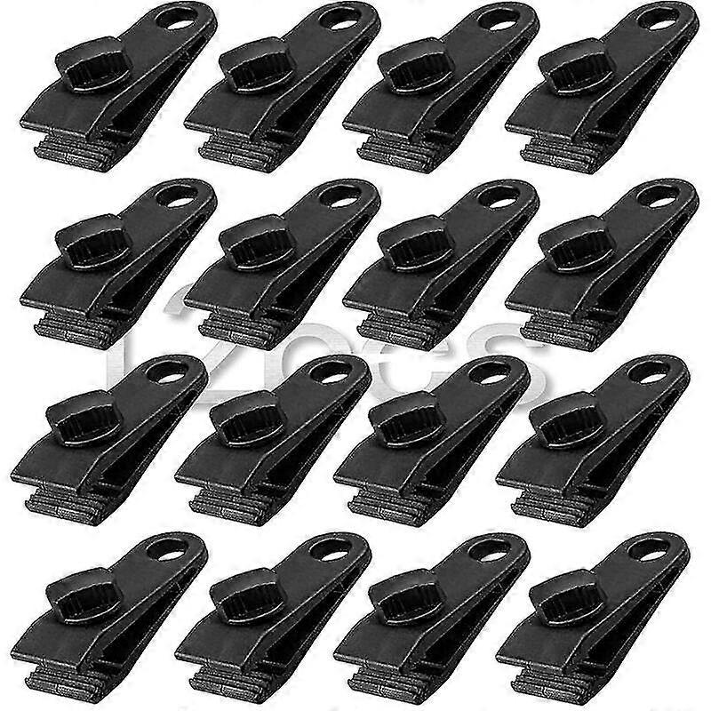 12Pcs Tarp Clamps, Heavy Duty Tarp Clamps Set Instant Awning Clamp For Tarp Tents Caravan Garden Shade Cover, Black (12)