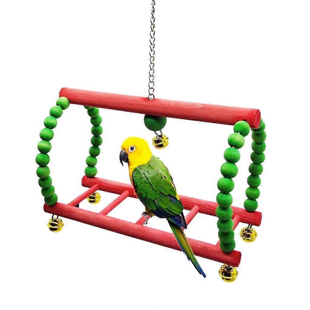 Parrots Stand Perch Parakeets Ladder W/with Bells for Small Bird Finches