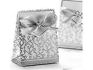 50pcs Gift Boxes With Ribbons (silver)