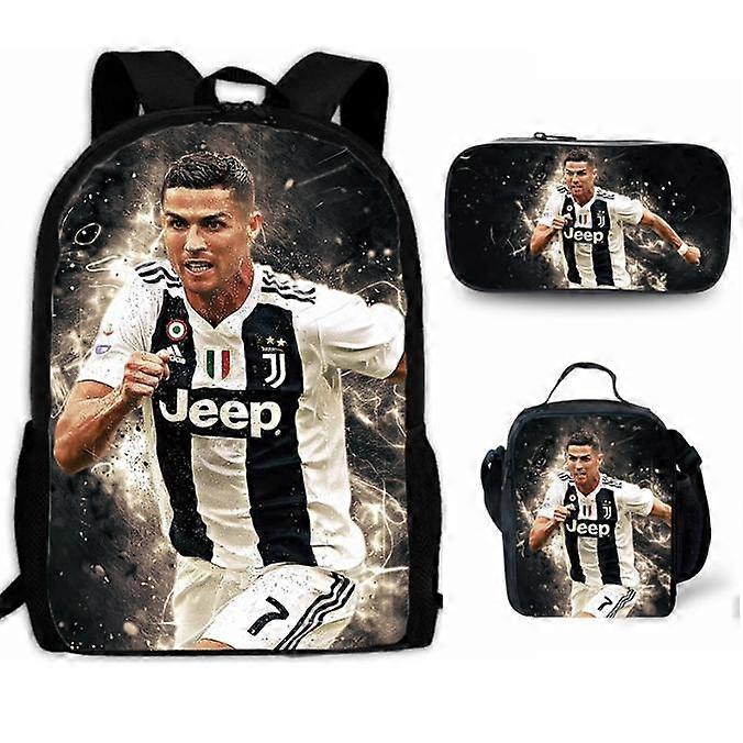 Pcs/set 16 Inch Ronaldo CR7 Backpack 3D Print Kids Schoolbag