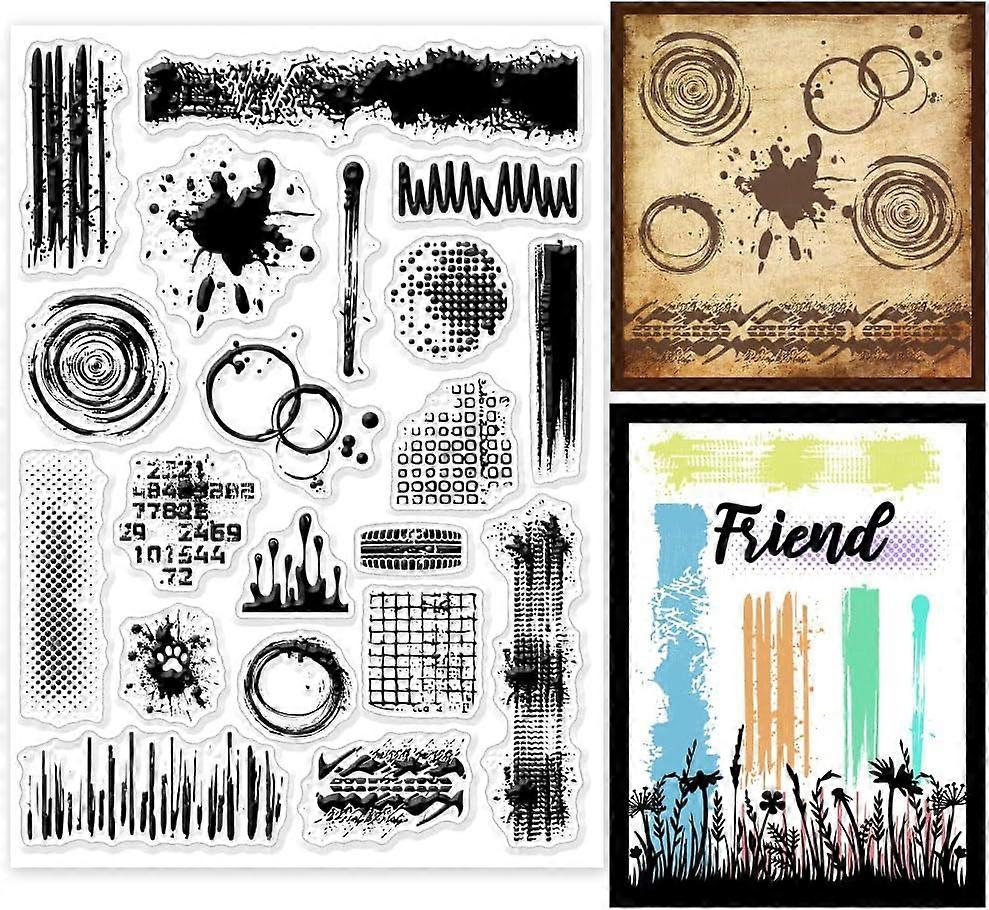 Stains Background Clear Stamps Tea Stains Background Silicone Clear Stamp Seals Graffiti Splash Transparent Stamps 8.27x5.83 inch