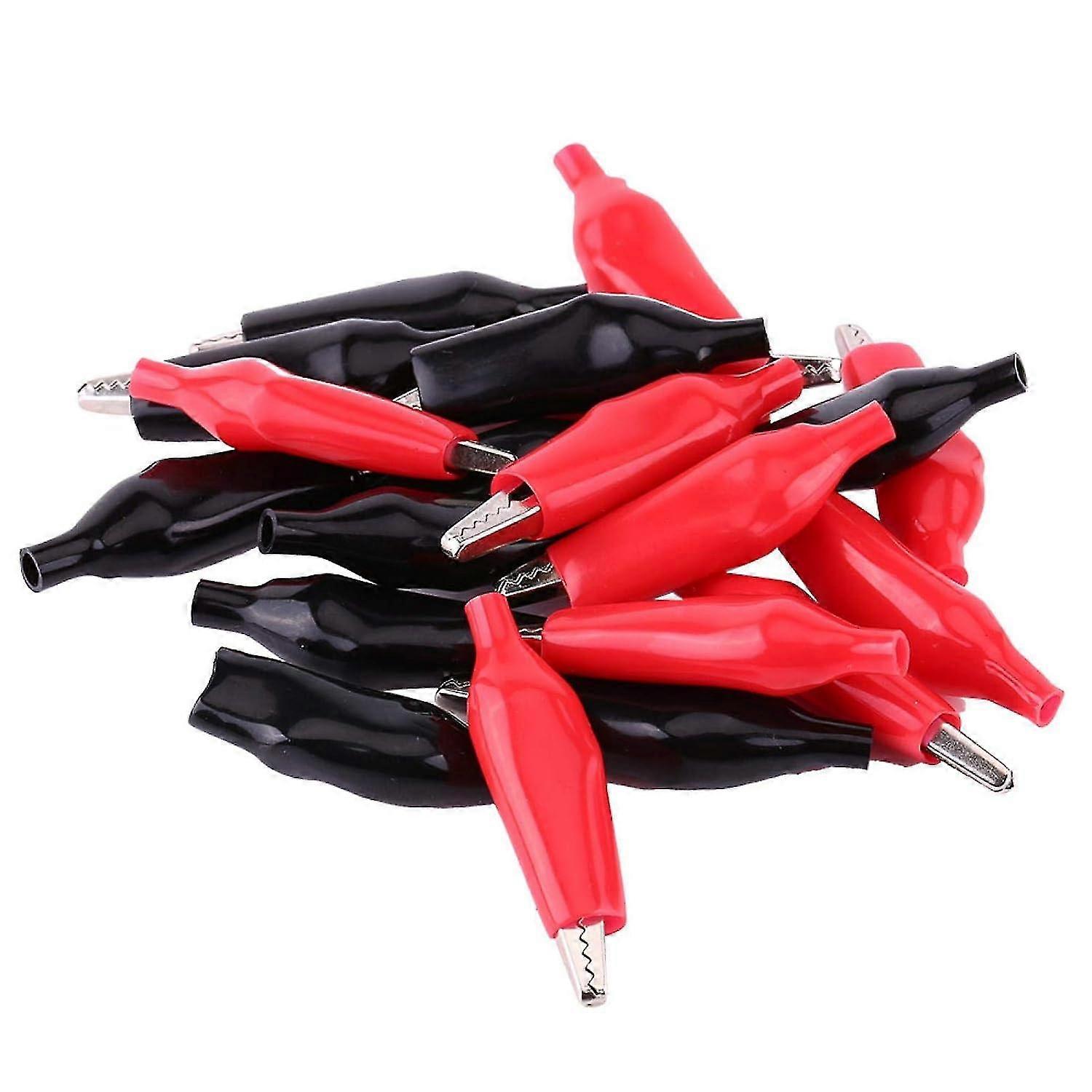 Crocodile Clips, 20pcs 35mm Metal Alligator Clip Crocodile Electrical Clamp For Meter Probe Check Black And Red Lo-ron
